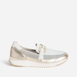 Caprice Mocassins/Slippers^Mocassin conft dé et blanc cuir OR