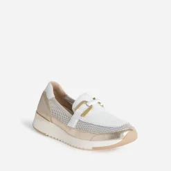 Caprice Mocassins/Slippers^Mocassin conft dé et blanc cuir OR