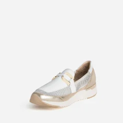 Caprice Mocassins/Slippers^Mocassin conft dé et blanc cuir OR