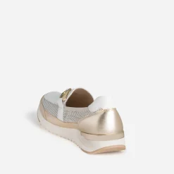 Caprice Mocassins/Slippers^Mocassin conft dé et blanc cuir OR