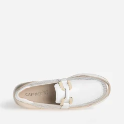 Caprice Mocassins/Slippers^Mocassin conft dé et blanc cuir OR
