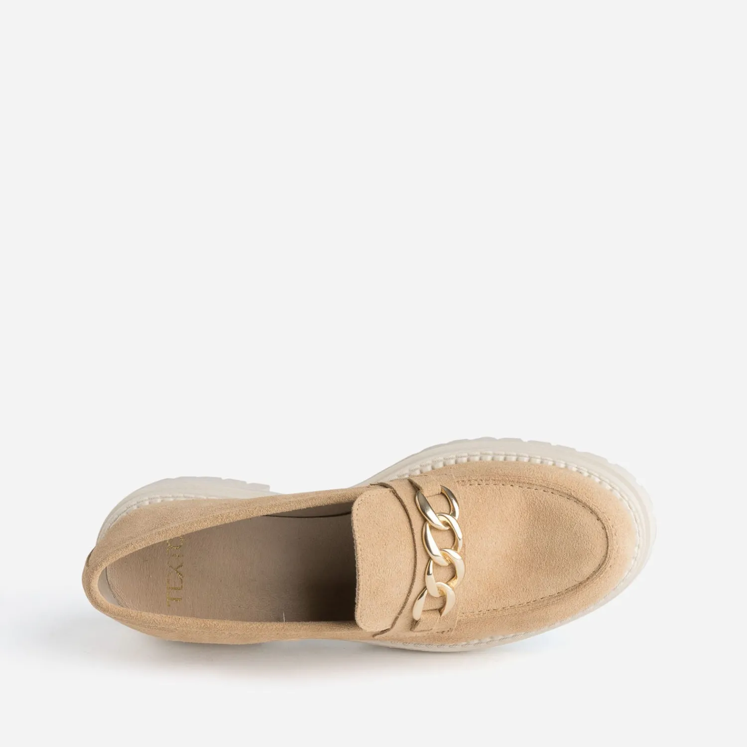 Texto Mocassins/Slippers^Mocassin crantée beige en cuir velours TAUPE
