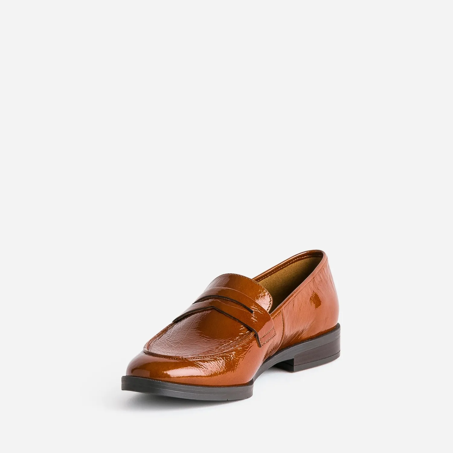 Eram Flex Mocassins/Slippers^Mocassin caramel en cuir verni MARRON