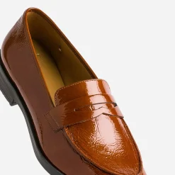 Eram Flex Mocassins/Slippers^Mocassin caramel en cuir verni MARRON