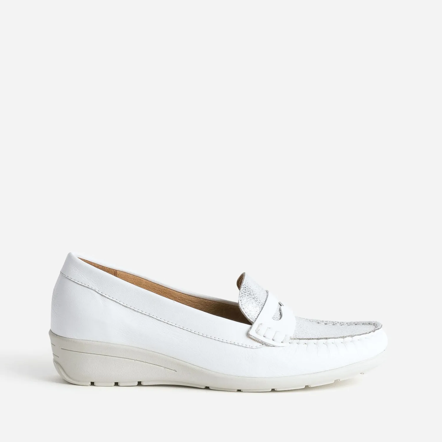 FRANCE ARNO Mocassins/Slippers^Mocassin et argenté cuir BLANC