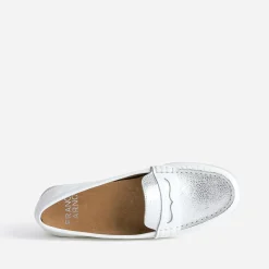 FRANCE ARNO Mocassins/Slippers^Mocassin et argenté cuir BLANC