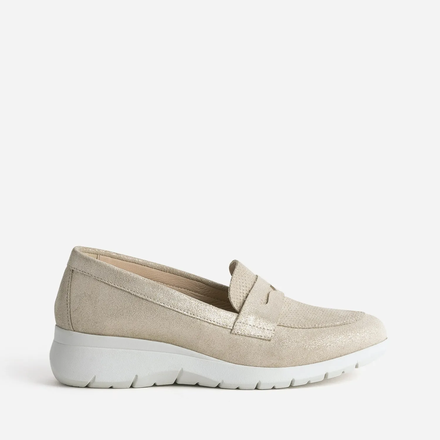 FRANCE ARNO Mocassins/Slippers^Mocassin doré cuir velours BEIGE