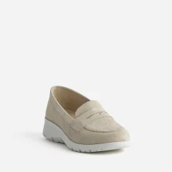 FRANCE ARNO Mocassins/Slippers^Mocassin doré cuir velours BEIGE