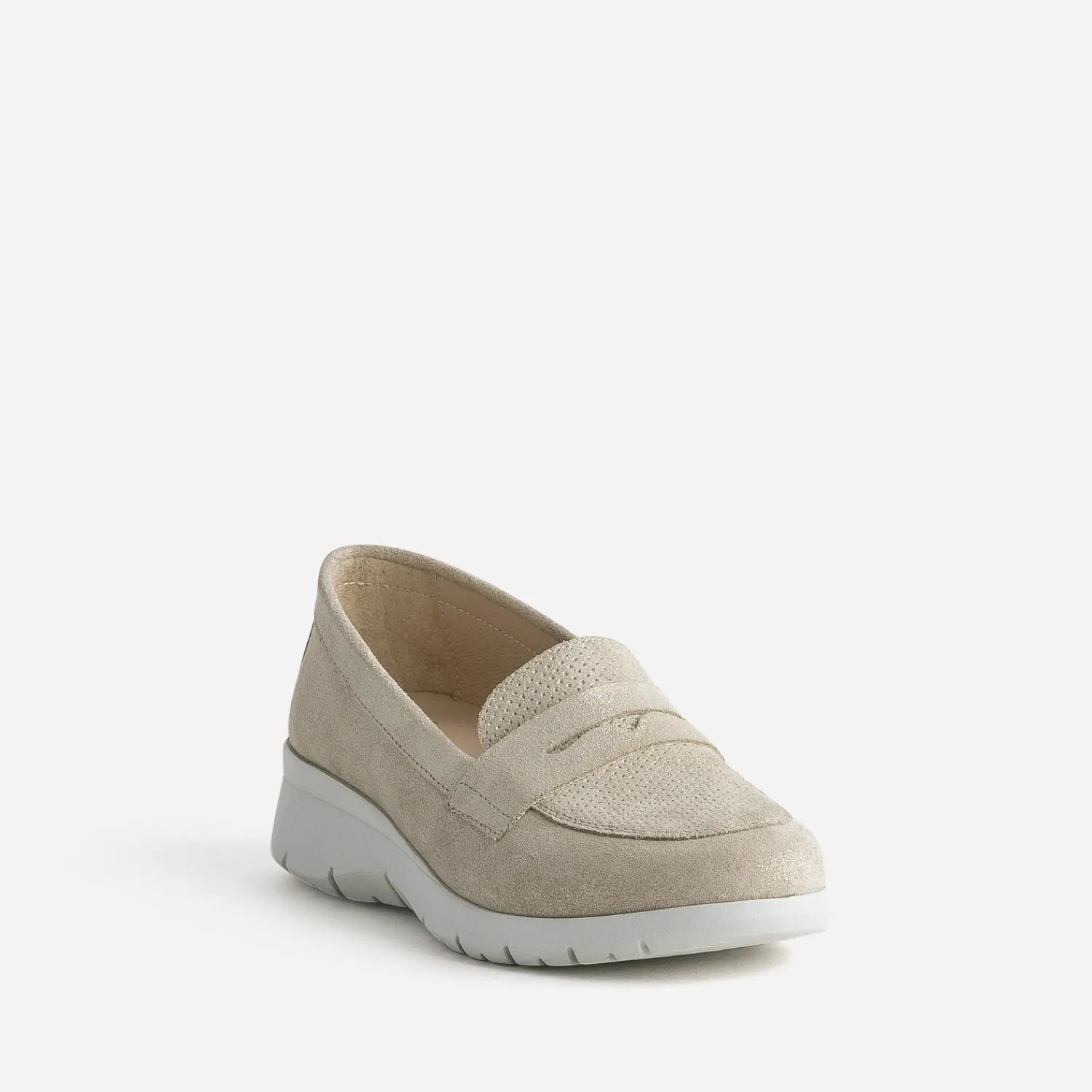 FRANCE ARNO Mocassins/Slippers^Mocassin doré cuir velours BEIGE