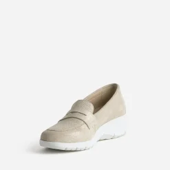 FRANCE ARNO Mocassins/Slippers^Mocassin doré cuir velours BEIGE