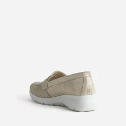 FRANCE ARNO Mocassins/Slippers^Mocassin doré cuir velours BEIGE
