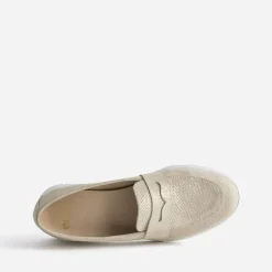 FRANCE ARNO Mocassins/Slippers^Mocassin doré cuir velours BEIGE