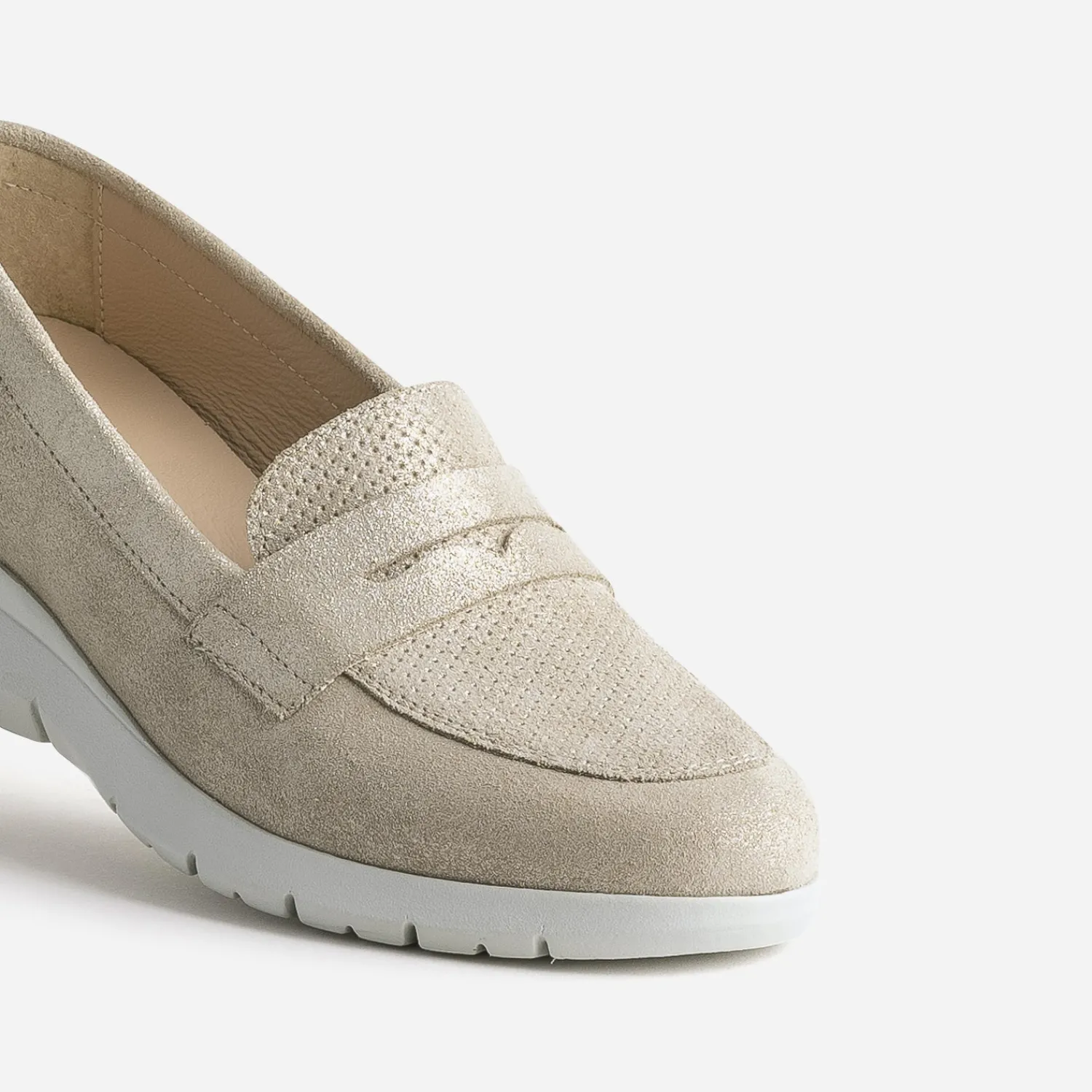 FRANCE ARNO Mocassins/Slippers^Mocassin doré cuir velours BEIGE
