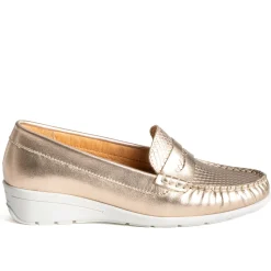 FRANCE ARNO Mocassins/Slippers^Mocassin doré en cuir BEIGE