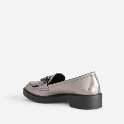Eram Mocassins/Slippers^Mocassin gris foncé métallisé à franges METALISE