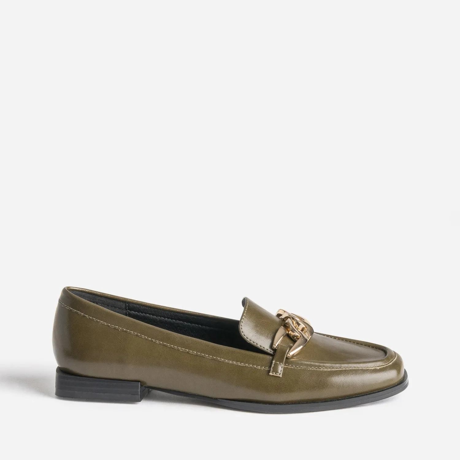 Eram Mocassins/Slippers^Mocassin kaki avec chaîne dorée COGNAC