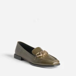 Eram Mocassins/Slippers^Mocassin kaki avec chaîne dorée COGNAC