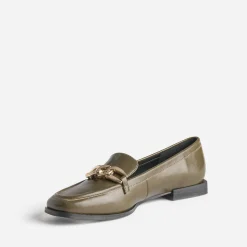Eram Mocassins/Slippers^Mocassin kaki avec chaîne dorée COGNAC