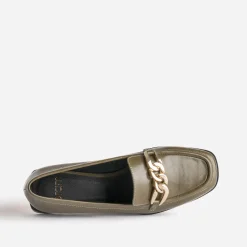 Eram Mocassins/Slippers^Mocassin kaki avec chaîne dorée COGNAC