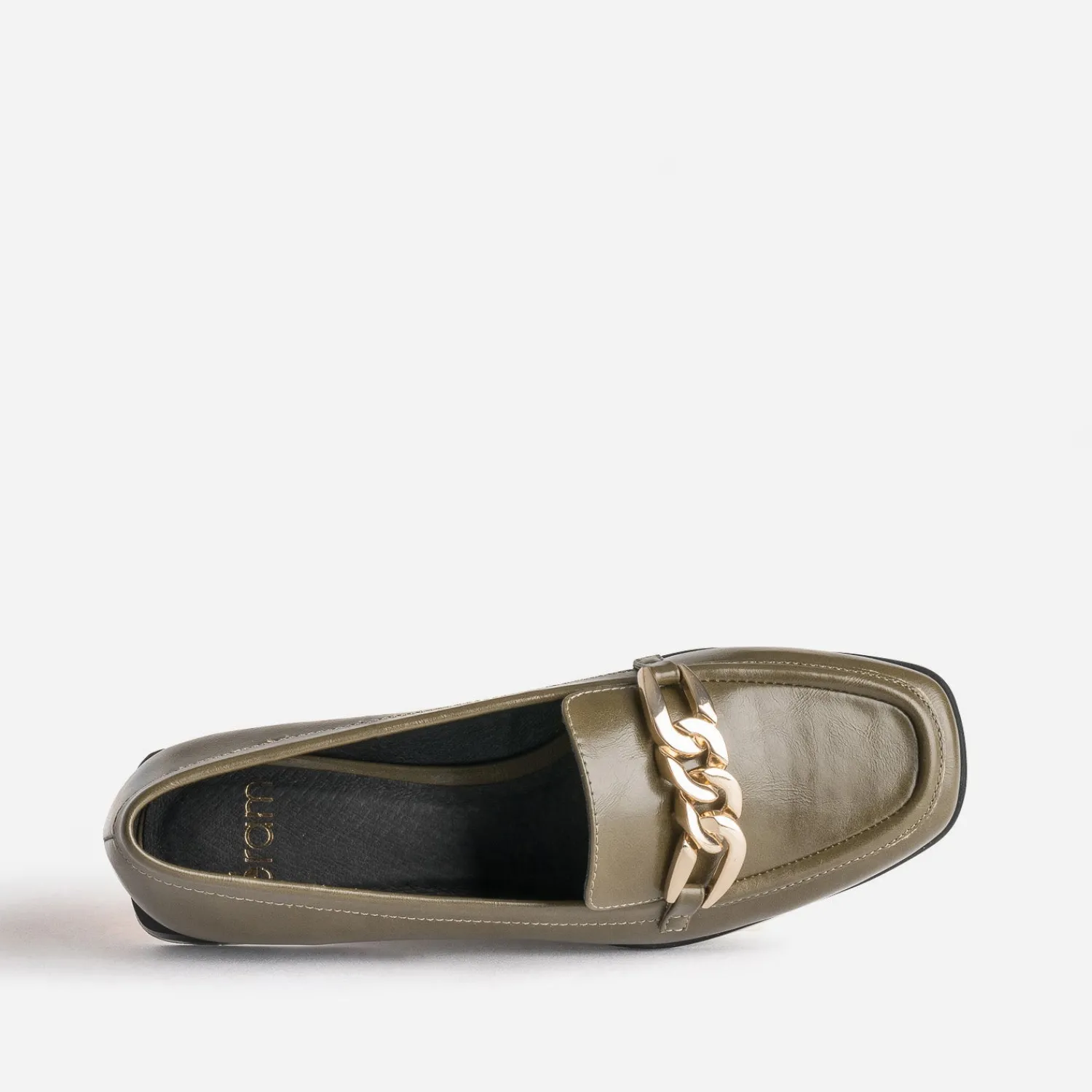 Eram Mocassins/Slippers^Mocassin kaki avec chaîne dorée COGNAC