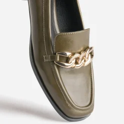 Eram Mocassins/Slippers^Mocassin kaki avec chaîne dorée COGNAC