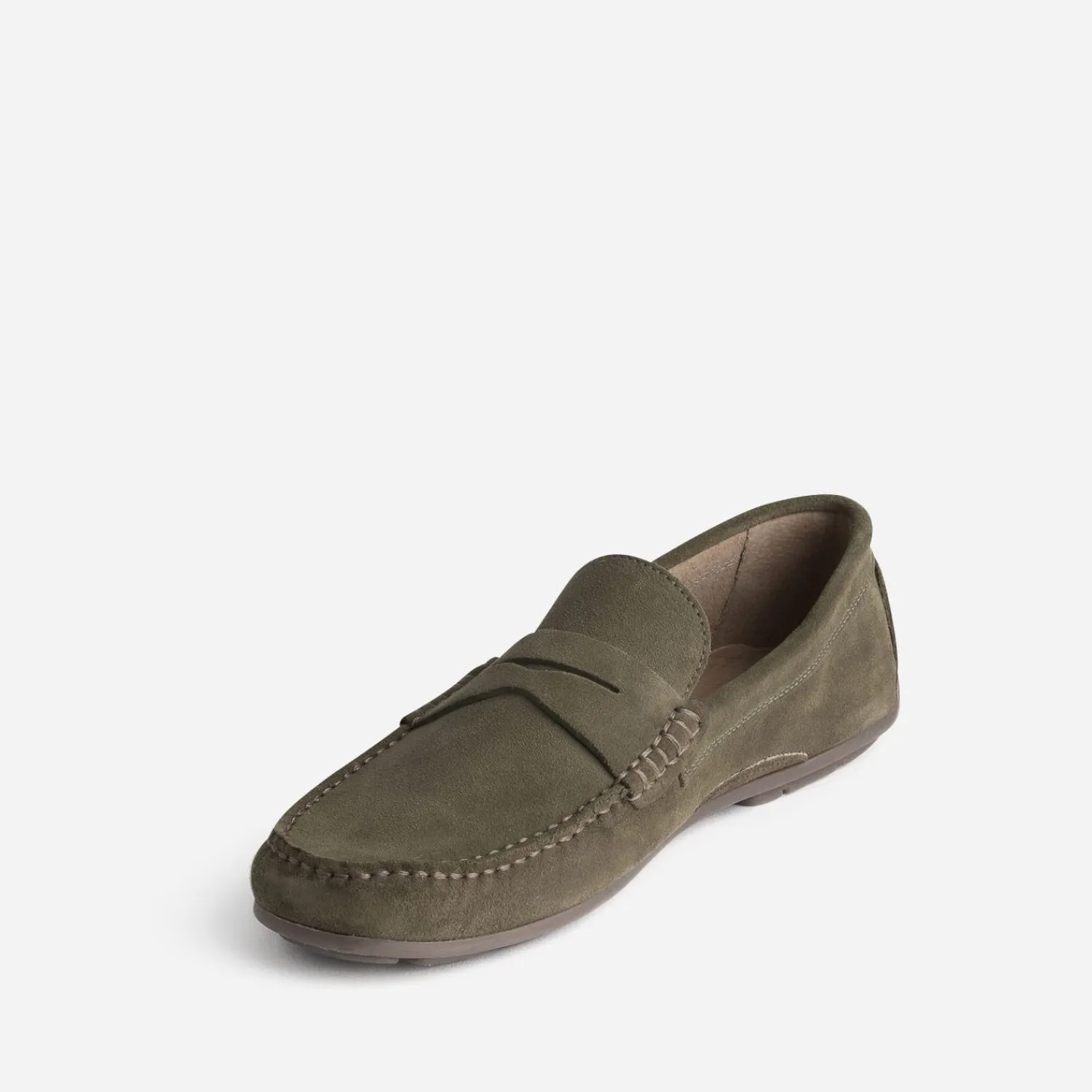 Eram Mocassins^Mocassin éco-conçu en cuir velours KAKI
