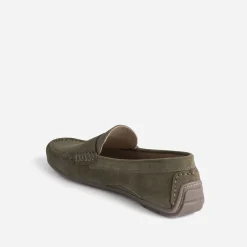 Eram Mocassins^Mocassin éco-conçu en cuir velours KAKI