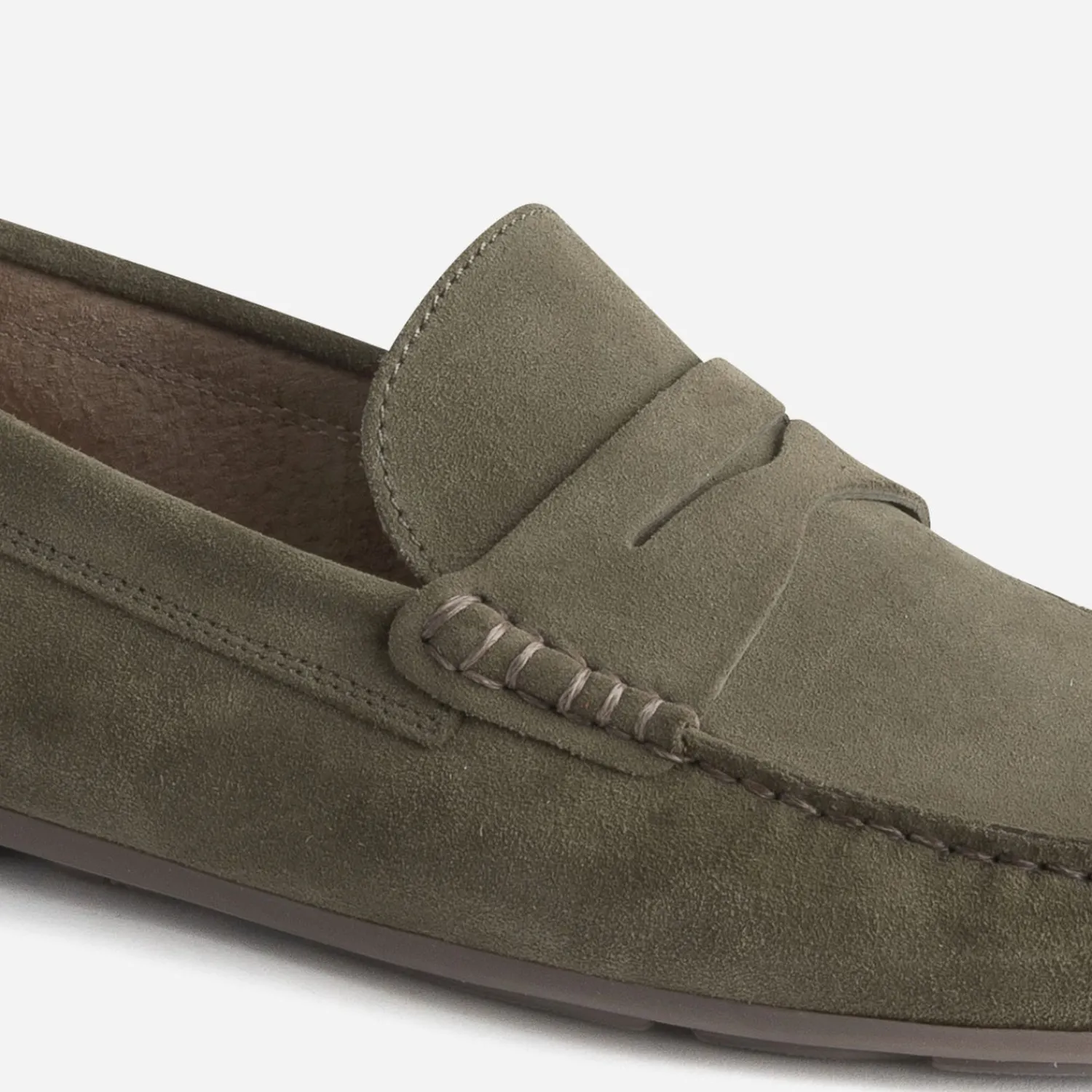 Eram Mocassins^Mocassin éco-conçu en cuir velours KAKI