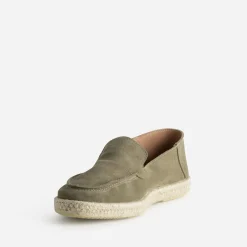 Eram Espadrilles^Mocassin cuir velours semelle corde KAKI