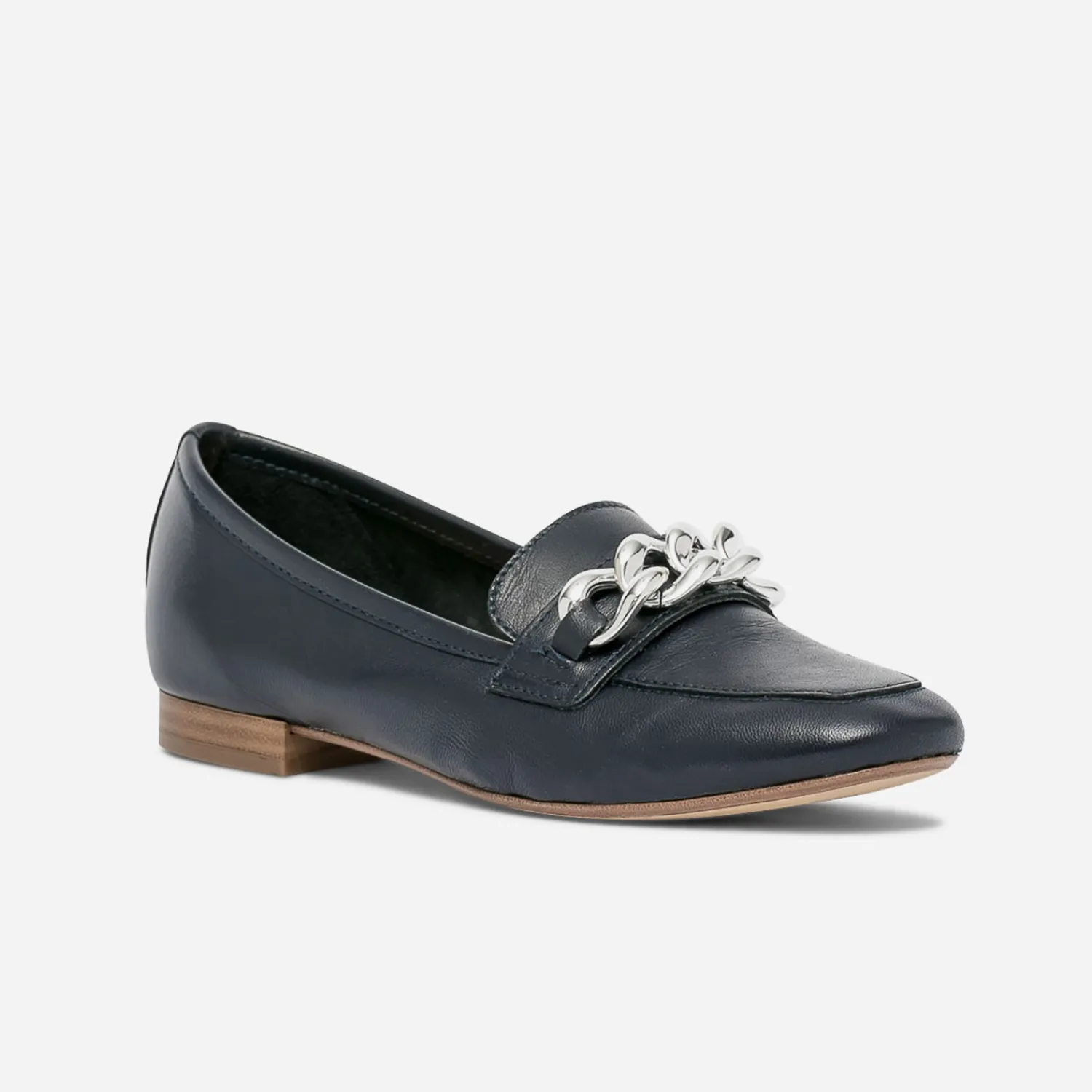 Eram Mocassins/Slippers^Mocassin cuir maxi chaîne argentée MARINE