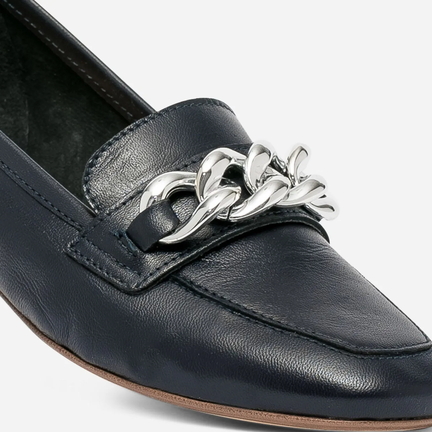 Eram Mocassins/Slippers^Mocassin cuir maxi chaîne argentée MARINE