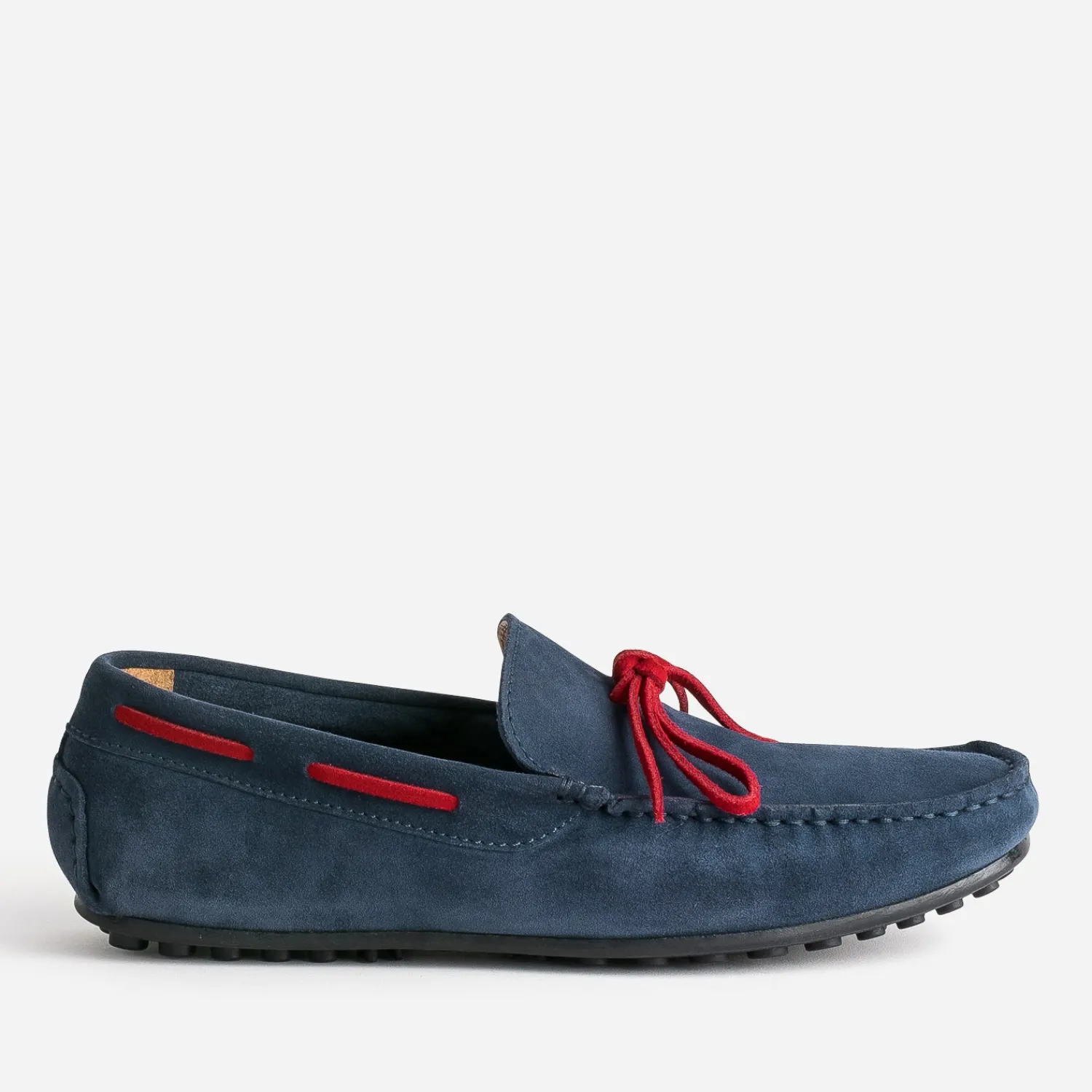 Eram Mocassins^Mocassin marine cuir velours lacet rouge BLEU
