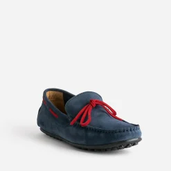 Eram Mocassins^Mocassin marine cuir velours lacet rouge BLEU