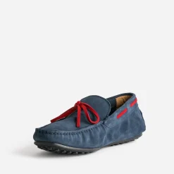 Eram Mocassins^Mocassin marine cuir velours lacet rouge BLEU