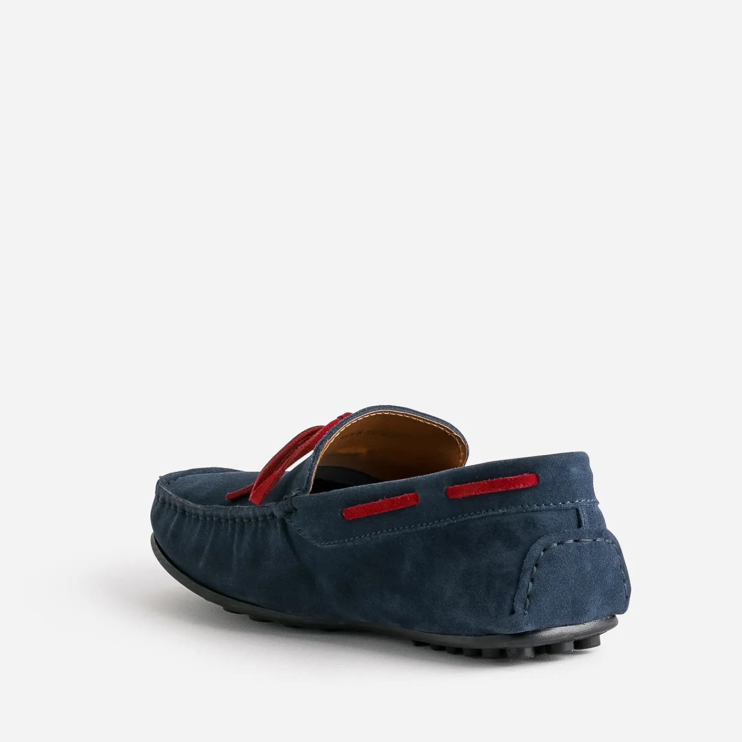 Eram Mocassins^Mocassin marine cuir velours lacet rouge BLEU