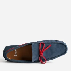 Eram Mocassins^Mocassin marine cuir velours lacet rouge BLEU
