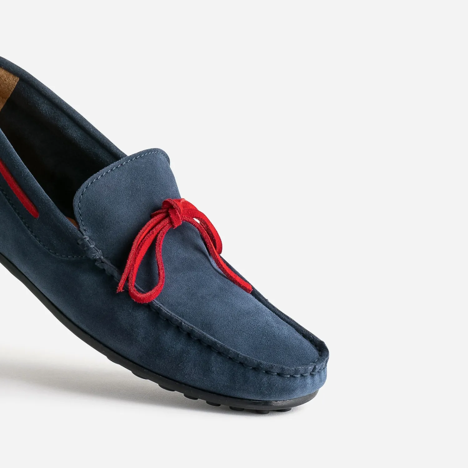 Eram Mocassins^Mocassin marine cuir velours lacet rouge BLEU