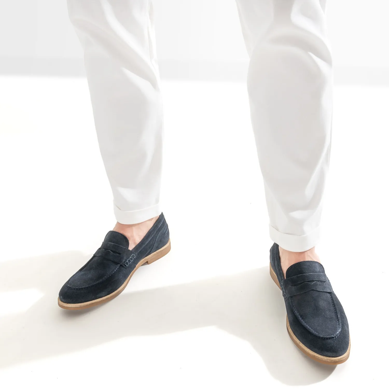 Eram Mocassins^Mocassin cuir velours éco-conçu MARINE