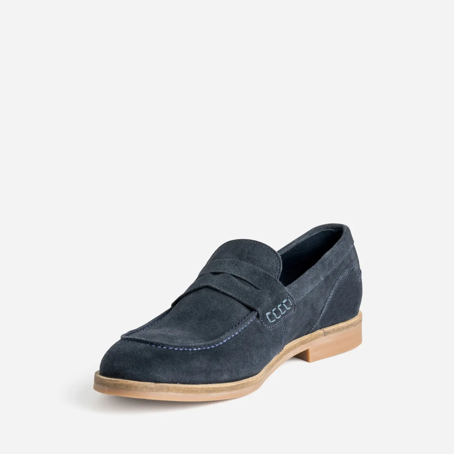 Eram Mocassins^Mocassin cuir velours éco-conçu MARINE