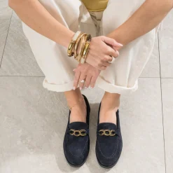Eram Mocassins/Slippers^Mocassin cuir velours MARINE