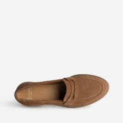 Eram Mocassins/Slippers^Mocassin marron cuir velours bord cranté CAMEL