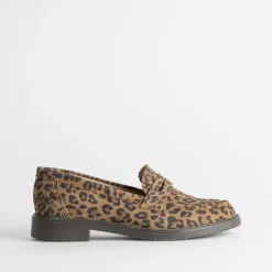 Eram Mocassins/Slippers^Mocassin marron cuir velours effet léopard IMPRIME