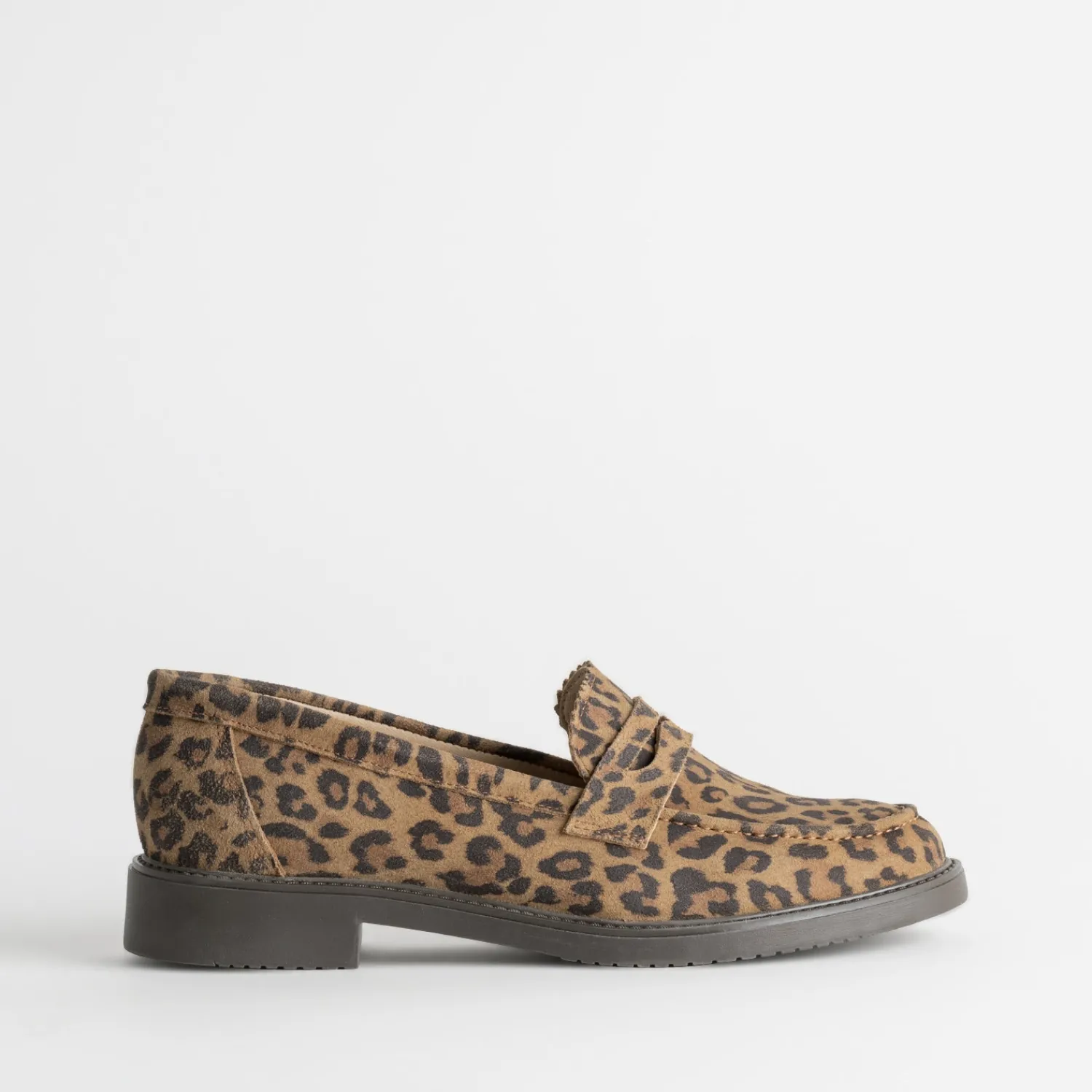 Eram Mocassins/Slippers^Mocassin marron cuir velours effet léopard IMPRIME