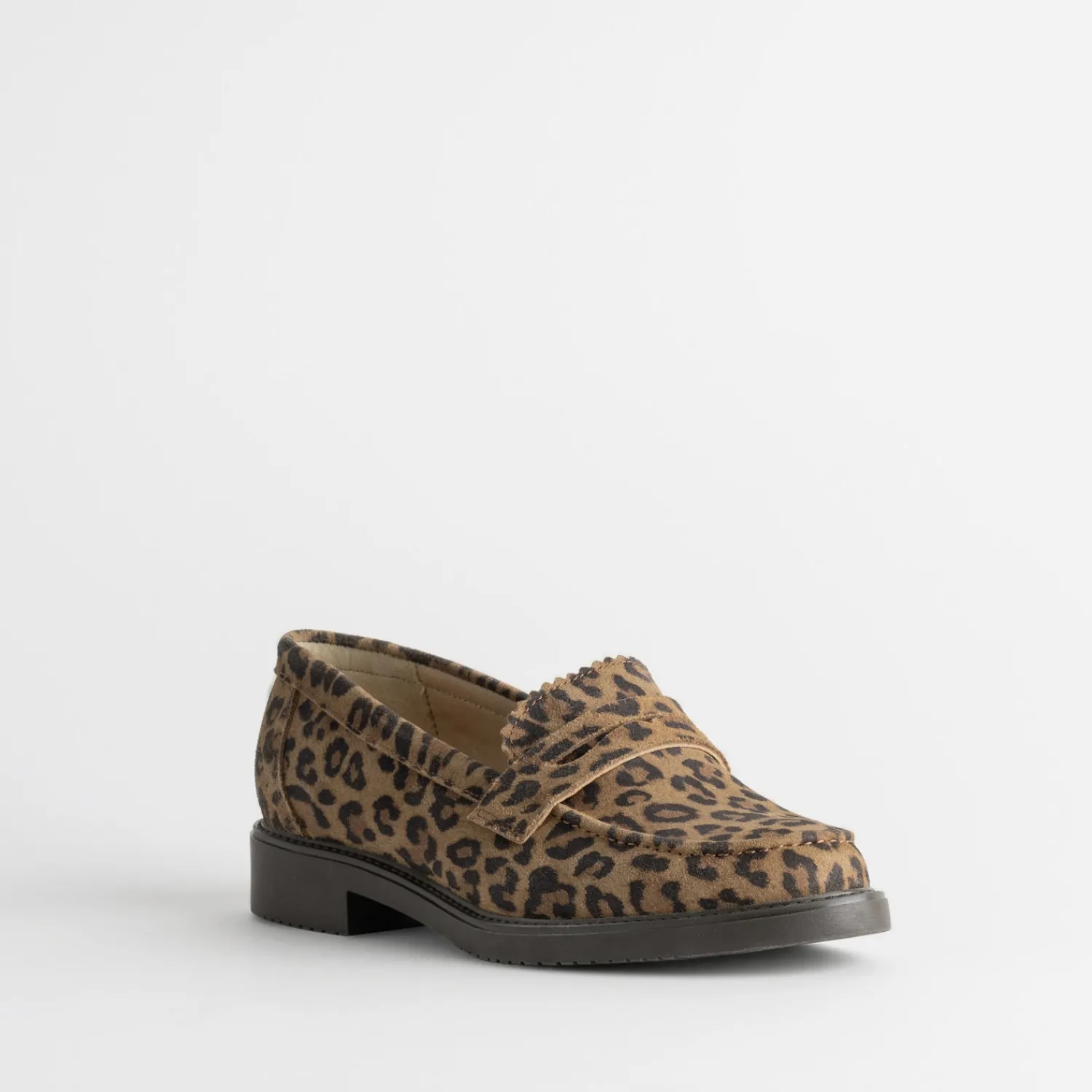 Eram Mocassins/Slippers^Mocassin marron cuir velours effet léopard IMPRIME