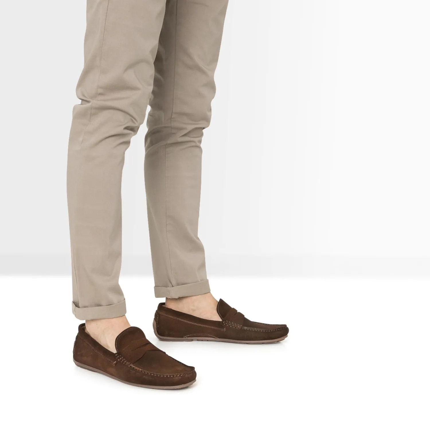Eram Mocassins^Mocassin en cuir velours MARRON