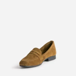 Eram Mocassins/Slippers^Mocassin marron en cuir velours COGNAC