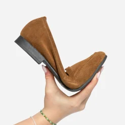 Eram Mocassins/Slippers^Mocassin marron en cuir velours COGNAC
