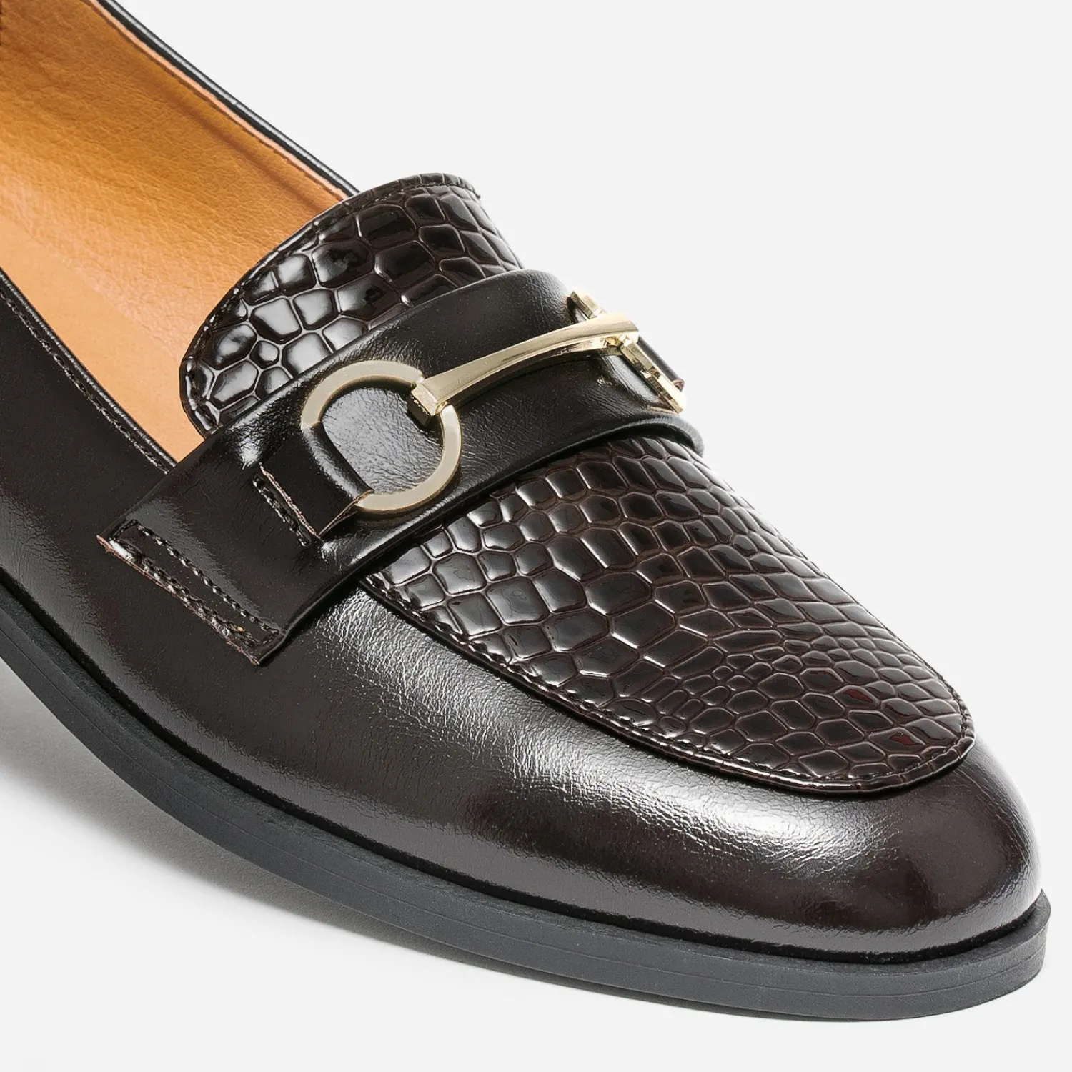 Eram Mocassins/Slippers^Mocassin verni embossé effet python MARRON