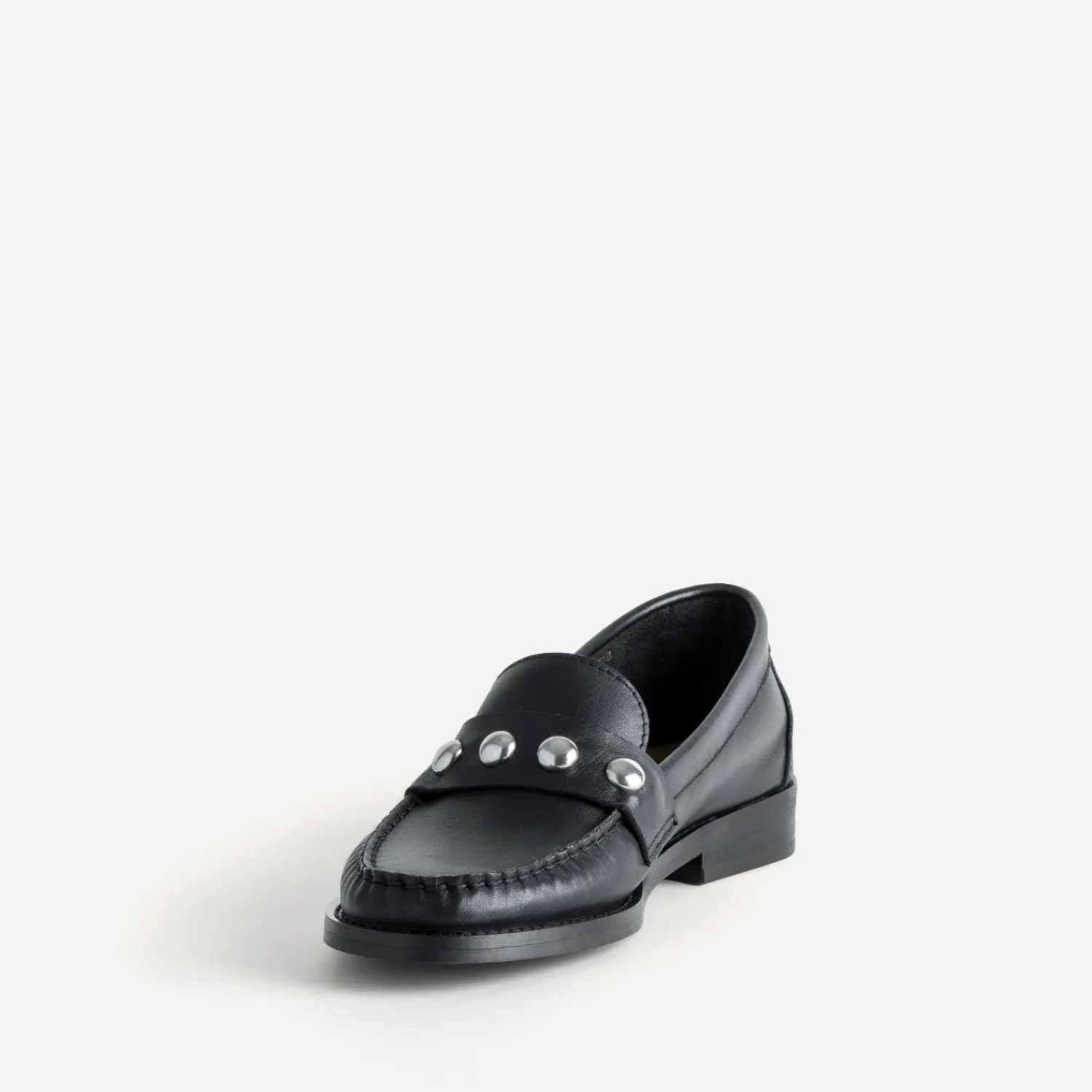 Eram Mocassins/Slippers^Mocassin cuir détails clous bombés NOIR