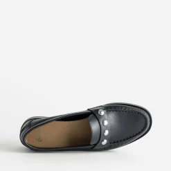 Eram Mocassins/Slippers^Mocassin cuir détails clous bombés NOIR